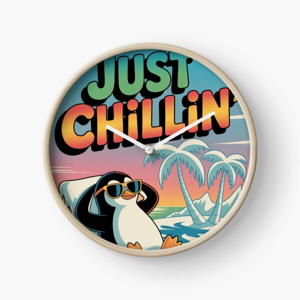 Item preview, Cute penguin. Funny vintage poster “Just chillin” designed and sold by GiriaGallery.