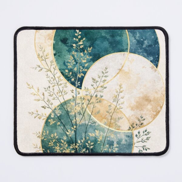 Item preview, Golden Meadow Whisper - Abstract Teal and Gold Watercolor Botanical Art designed and sold by myforestfog.