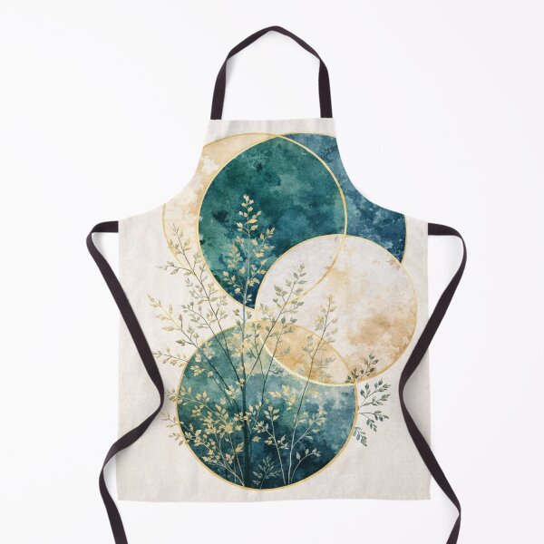 Item preview, Golden Meadow Whisper - Abstract Teal and Gold Watercolor Botanical Art designed and sold by myforestfog.