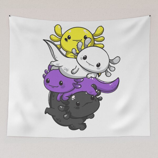 Item preview, Vintage Nonbinary Pride Kawaii Axolotl Pile Non Binary Flag designed and sold by ColemanOlmos.
