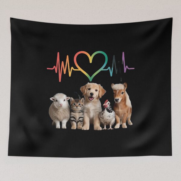Item preview, Rainbow Heartbeat Animal T-Shirt – Dog, Cat, Horse Graphic designed and sold by OlyvieArt.