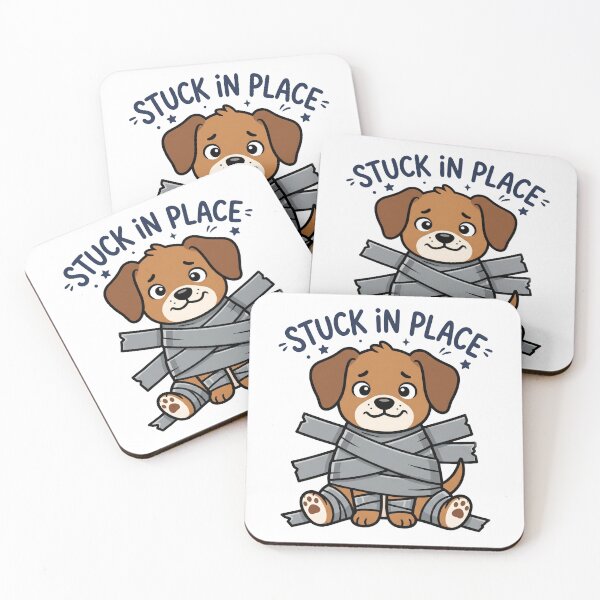 Item preview, Cute Puppy Taped Up Illustration - Stuck In Place Dog Graphic designed and sold by seven things shop.