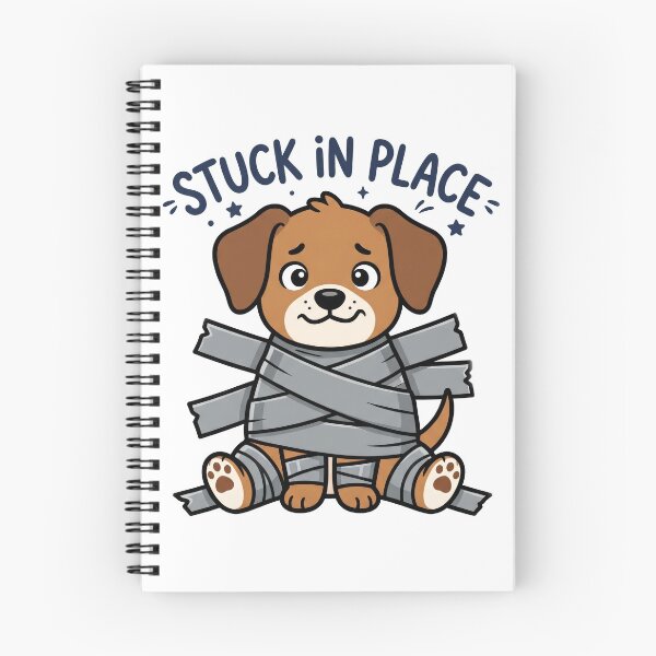 Item preview, Cute Puppy Taped Up Illustration - Stuck In Place Dog Graphic designed and sold by seven things shop.
