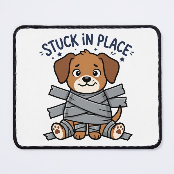 Item preview, Cute Puppy Taped Up Illustration - Stuck In Place Dog Graphic designed and sold by seven things shop.