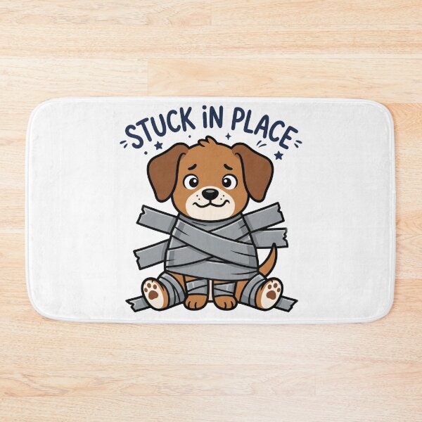 Item preview, Cute Puppy Taped Up Illustration - Stuck In Place Dog Graphic designed and sold by seven things shop.
