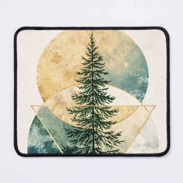 Item preview, Sacred Pine Geometry - Modern Minimalist Forest and Gold Triangle Art designed and sold by myforestfog.