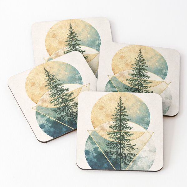 Item preview, Sacred Pine Geometry - Modern Minimalist Forest and Gold Triangle Art designed and sold by myforestfog.