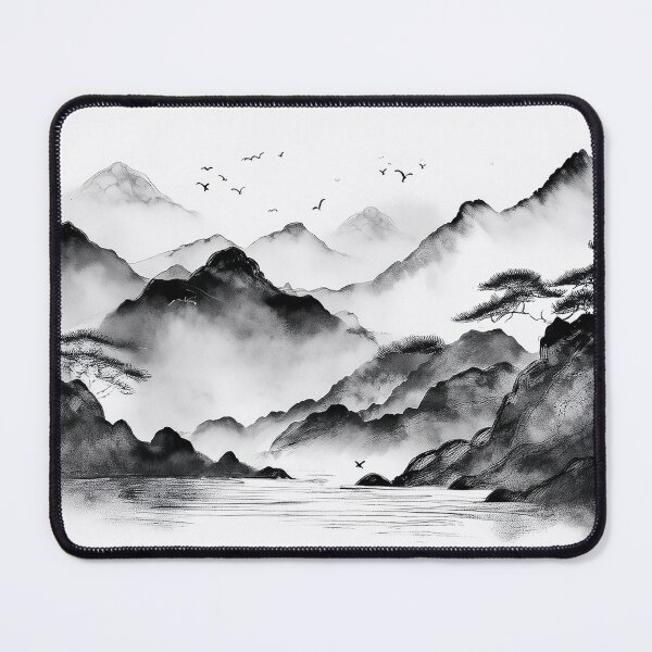 Item preview, Monochrome ink Asian landscape designed and sold by AnnaHolyph.