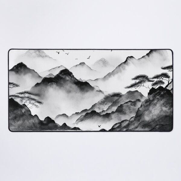 Item preview, Monochrome ink Asian landscape designed and sold by AnnaHolyph.