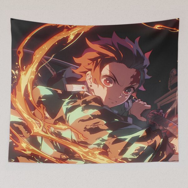 Item preview, Tanjiro Kamado Demon Slayer Fiery Aura Shonen Power Stare designed and sold by bystudiolereve.