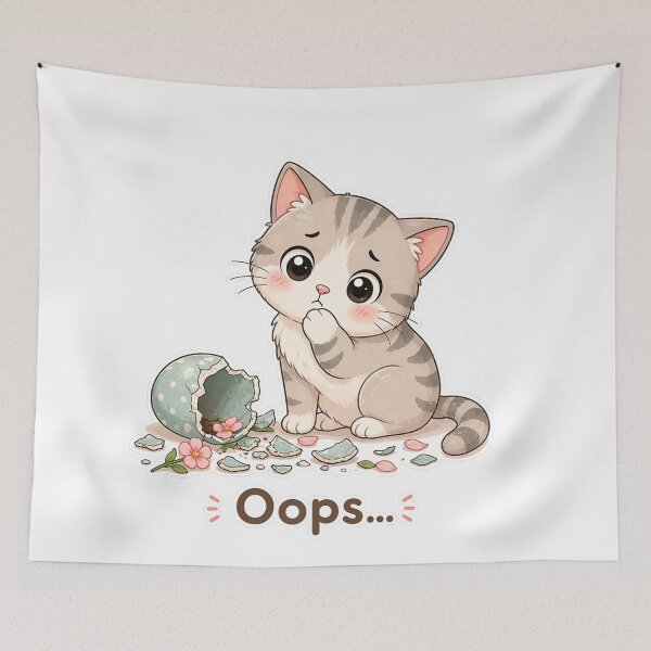 Item preview, Guilty Cat Broke Vase Oops Moment ? designed and sold by Sadia  Jannat.