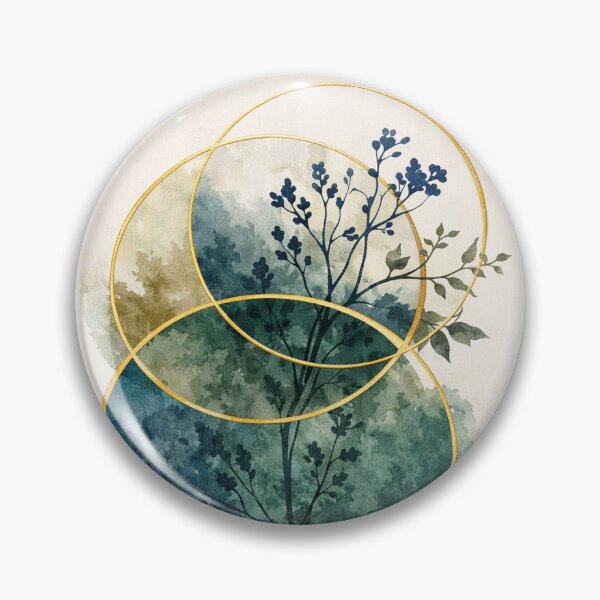 Item preview, Ethereal Botanical Rings - Modern Teal and Gold Watercolor Branch Art designed and sold by myforestfog.