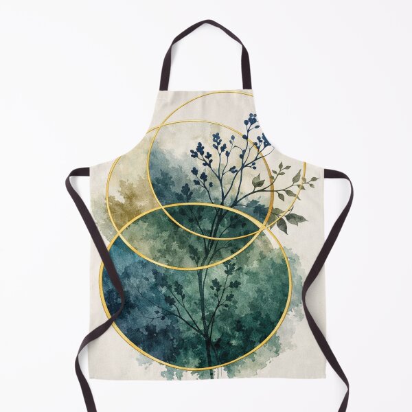 Item preview, Ethereal Botanical Rings - Modern Teal and Gold Watercolor Branch Art designed and sold by myforestfog.