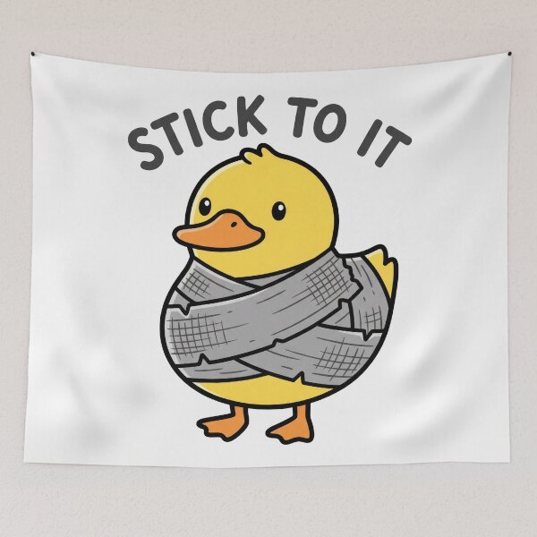 Item preview, Funny Duck Tape Stick To It Duckling Pun designed and sold by seven things shop.