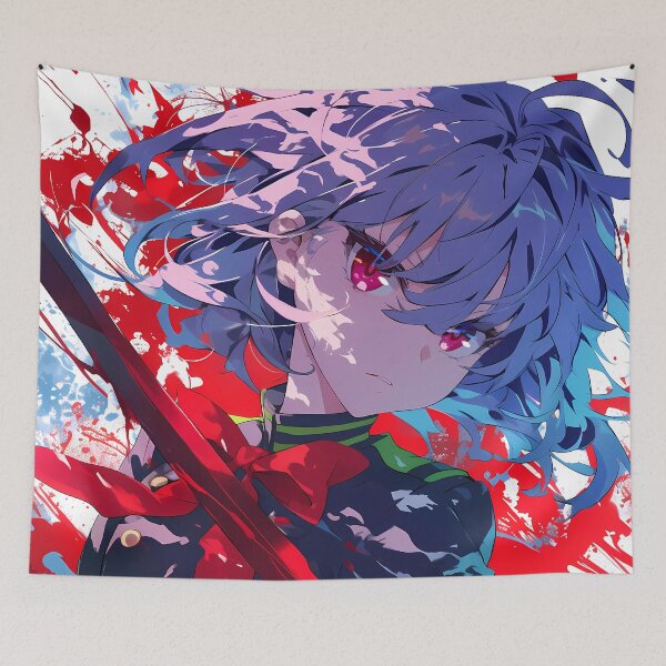 Item preview, Hiiragi Shinoa Seraph Of The End Edgy Red Splash Cool Tones designed and sold by bystudiolereve.