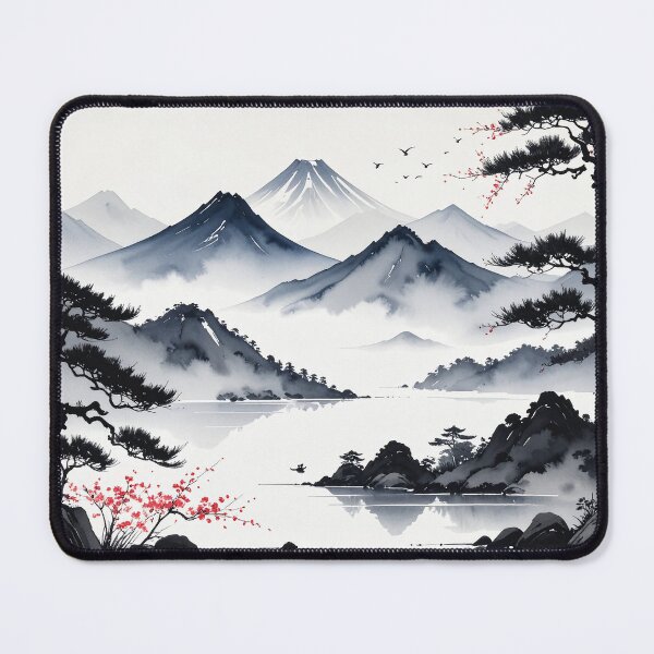 Item preview, Asian landscape ink painting designed and sold by AnnaHolyph.