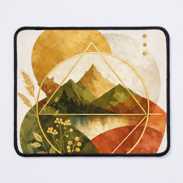 Item preview, Autumn Mountain Geometry - Abstract Peaks and Wildflowers in Golden Earth Tones designed and sold by myforestfog.
