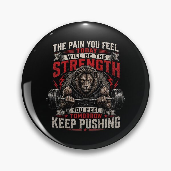 Item preview, Lion Strength Gym Motivation – Pain Today Strength Tomorrow Workout Quote designed and sold by IdentityThread.