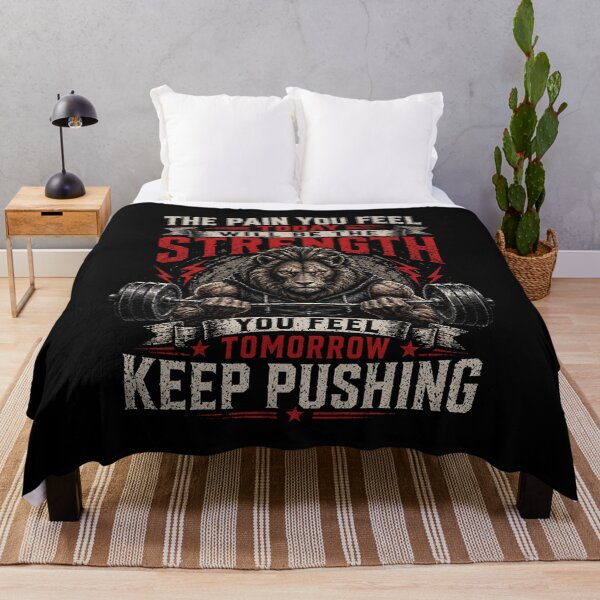 Item preview, Lion Strength Gym Motivation – Pain Today Strength Tomorrow Workout Quote designed and sold by IdentityThread.