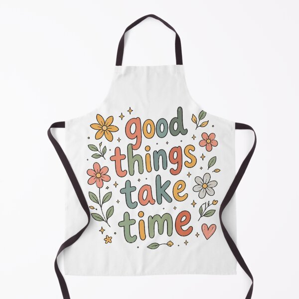 Item preview, Good Things Take Time – Cute Retro Typography Floral designed and sold by InkWanderStudio.