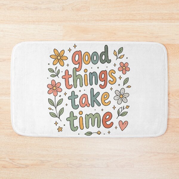 Item preview, Good Things Take Time – Cute Retro Typography Floral designed and sold by InkWanderStudio.