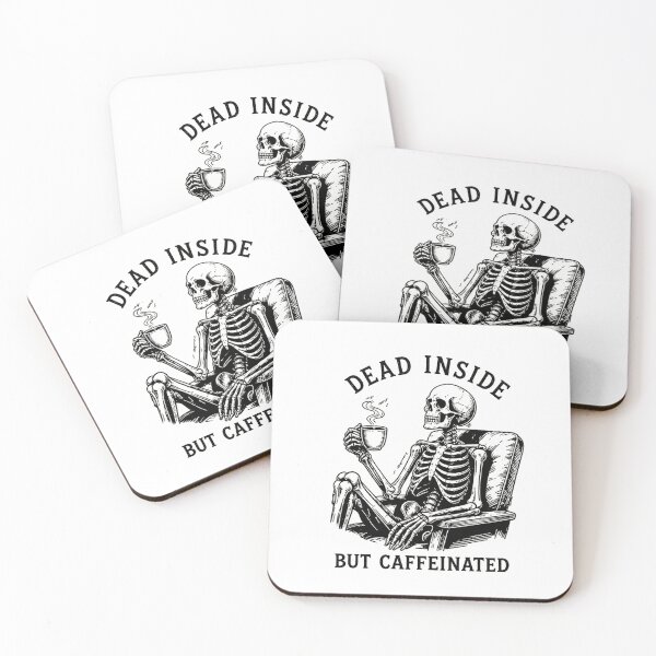 Item preview, Dead Inside But Caffeinated – Funny Skeleton Coffee Design designed and sold by InkWanderStudio.