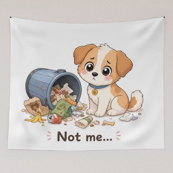 Item preview, Guilty Dog Knocked Over Trash Not Me Moment designed and sold by Sadia  Jannat.