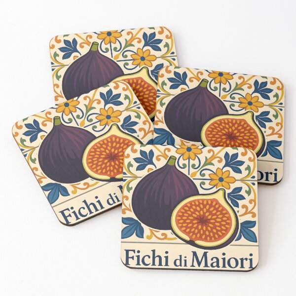 Item preview, Fichi di Maiori – Amalfi Fig Tile styled Pattern in Blue Yellow Orange designed and sold by EmeraldeaArt.