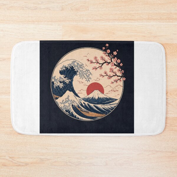 Item preview, Japanese Wave & Mount Fuji Circle – Ukiyo-e Inspired Ocean Art designed and sold by InkWanderStudio.