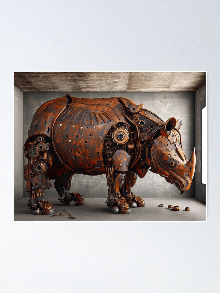 Thumbnail 1 of 3, Poster, Steampunk Rhinoceros designed and sold by andreisky.