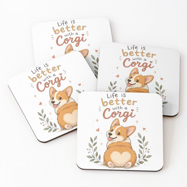 Artikelvorschau, Das Leben ist schöner mit einem Corgi – Niedliche Hundeillustration entworfen und verkauft von InkWanderStudio.