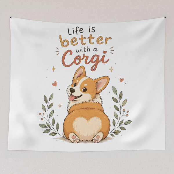 Item preview, Life Is Better With a Corgi – Cute Dog Illustration designed and sold by InkWanderStudio.