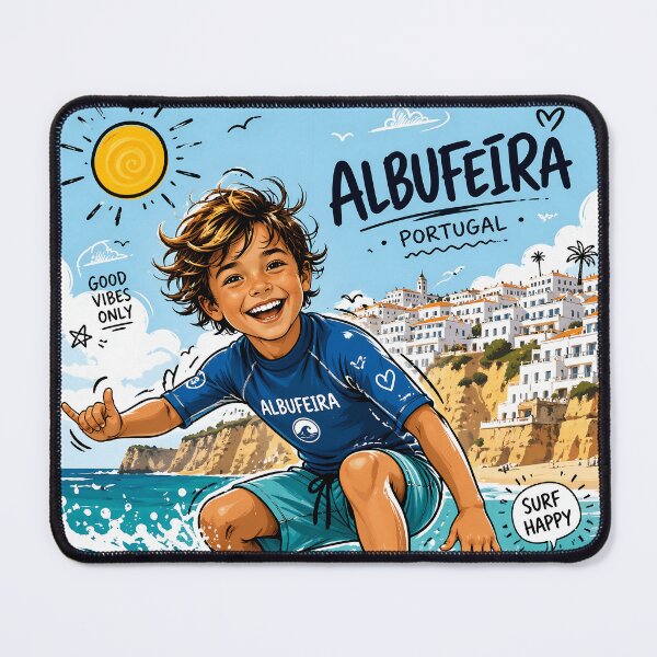Item preview, Happy Surf Kid Doodle Vector Art – Cute Summer Beach Surfing Child Illustration – Albufeira Portugal Vibes designed and sold by LineLoo.