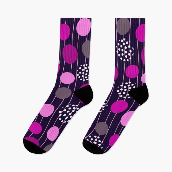 Item preview, Pink, Mushroom Polka Dots on Black, with Pin Stripes and White Dots designed and sold by AASparksDesigns.
