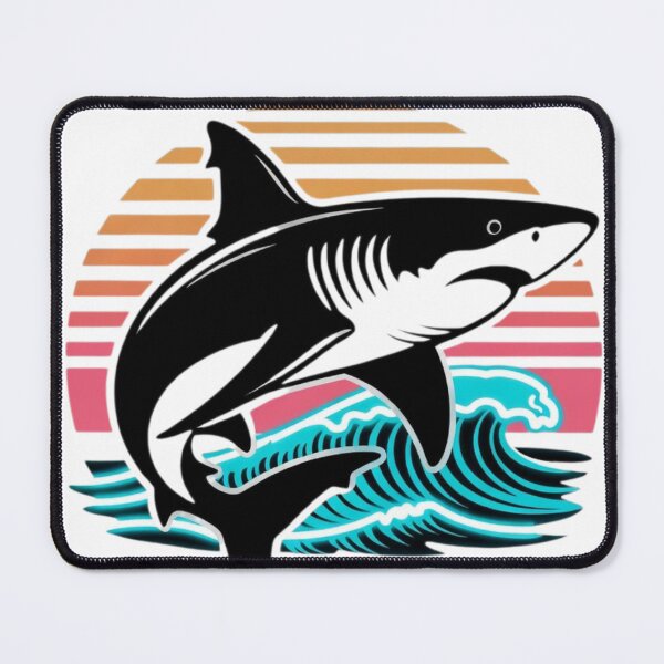Item preview, Retro Synthwave Shark Ocean Wave Neon Art Print designed and sold by Sky-bully.