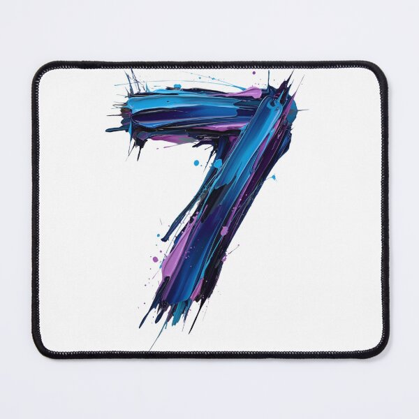 Item preview, Artistic Number 7 Brush Stroke – Blue Purple “Forbidden Fayt” Typography Design designed and sold by avwear.