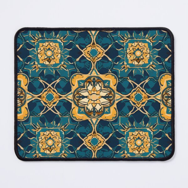 Item preview, Royal Sapphire and Gold Geometric Tile Pattern designed and sold by Hashola Designs.