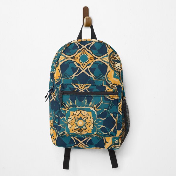 Item preview, Royal Sapphire and Gold Geometric Tile Pattern designed and sold by Hashola Designs.