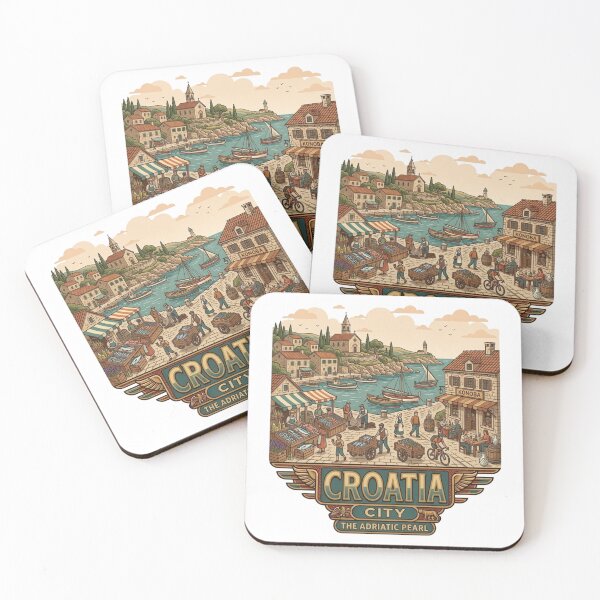 Item preview, Croatia Adriatic Pearl Travel Badge - Retro Mediterranean Coast Art designed and sold by BaliChili.