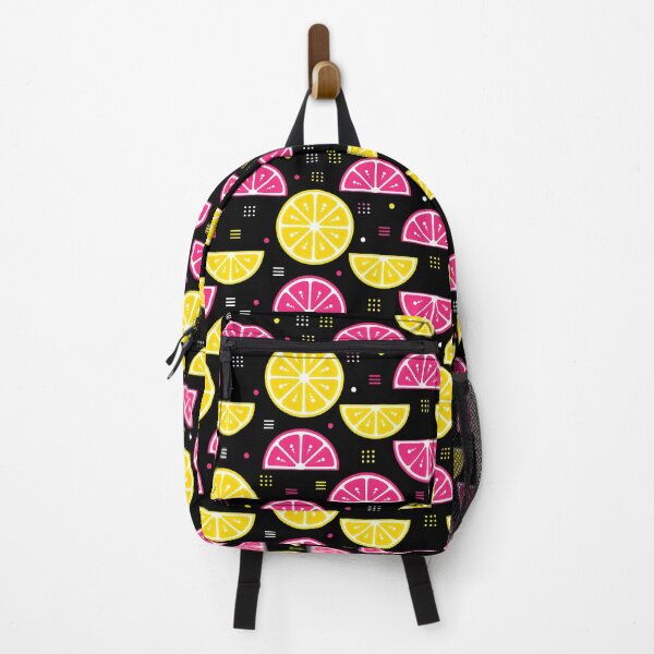 Item preview, Neon Lemon Citrus Pattern Black Background designed and sold by FunnyTeeByMe.