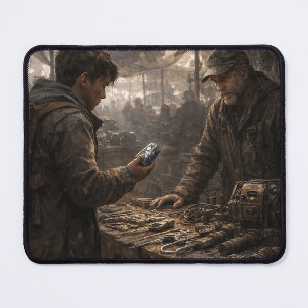 Item preview, Post-Apocalyptic Salvage Market – Sci-Fi Fantasy Scavenger Trader Art Print designed and sold by Element Horizon Studio.