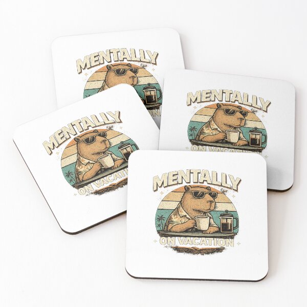 Item preview, Mentally On Vacation – Capibara con Café Retro designed and sold by TelaMental.
