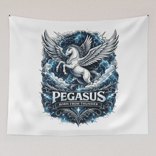 Item preview, Pegasus Born From Thunder Vintage Mythology Winged Horse designed and sold by CatLovers Studio.