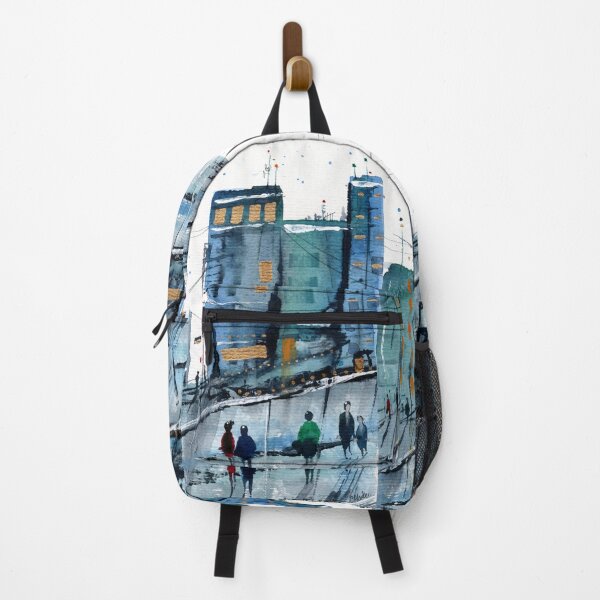 Item preview, Blue City Bustle - Evening Commute - Urban Cityscape Watercolour designed and sold by Cass Harker Studio.