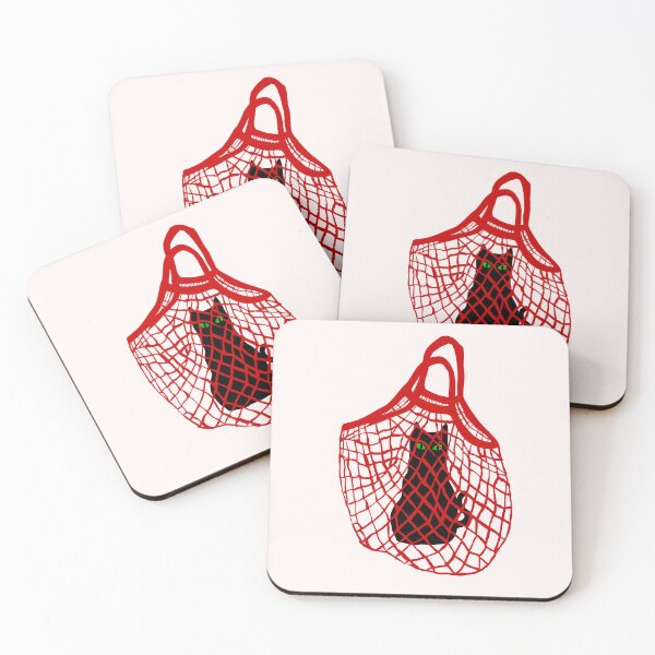 Item preview, Black Cat in a red Shopping Basket - Shopping Cat designed and sold by ZERO-MIND.