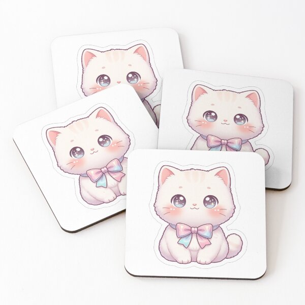 Item preview, Kawaii Cat Bow Sticker | Cute Chibi Pastel Animal Laptop Sticker designed and sold by ShowOwnCreate.