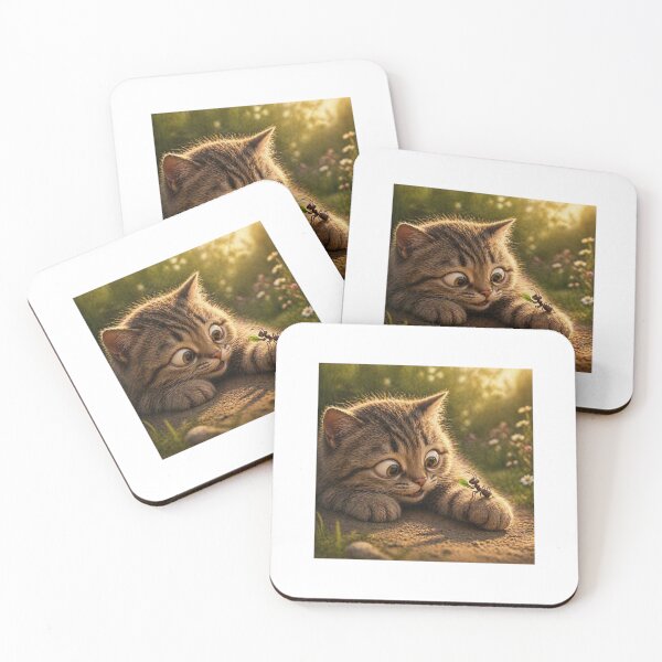 Item preview, Surprised Kitten Discovering Ant designed and sold by LovelyCatGalaxy.