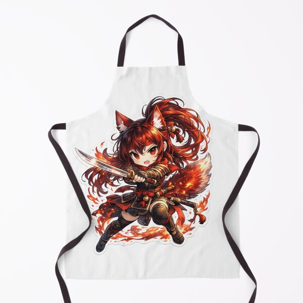 Item preview, Chibi Kitsune Samurai Anime Sticker – Cute Fox Girl Sword Fighter Kawaii Fire Aesthetic designed and sold by Sticker Hubs.