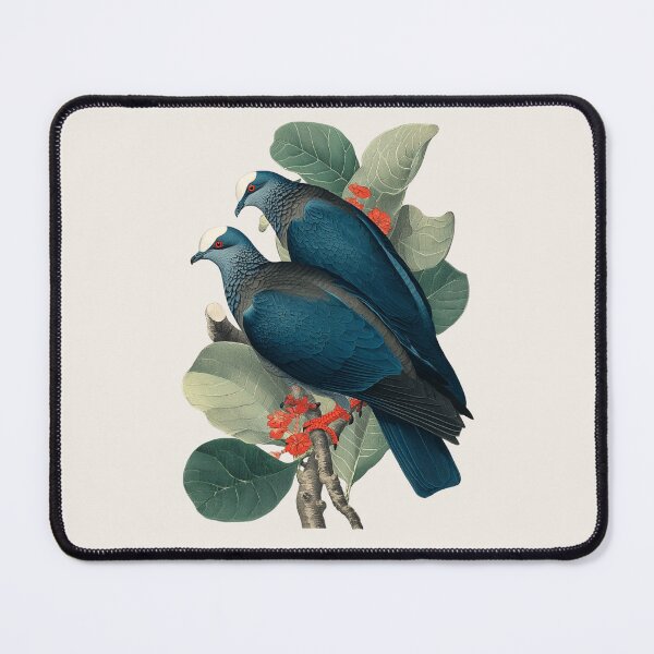 Item preview, White Crowned Pigeon Duo Japanese Woodblock Style Bird Art Print designed and sold by BestVarieties.