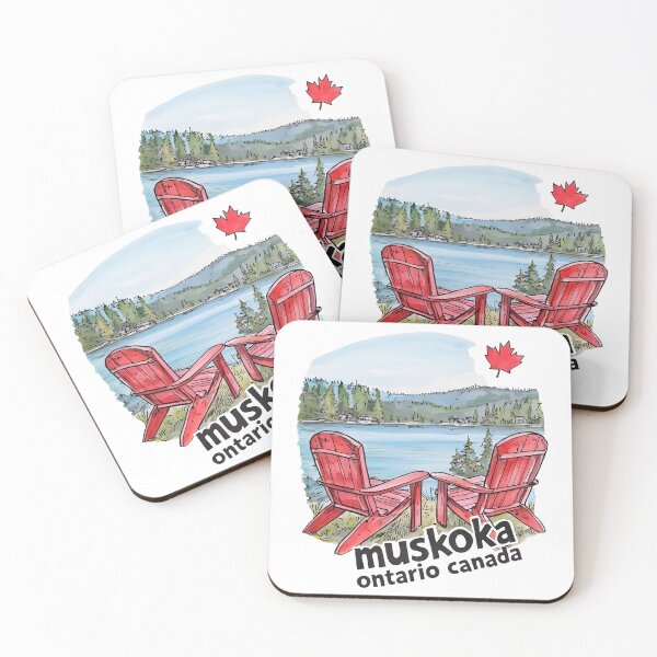 Item preview, Muskoka Lake Ontario Canada Watercolor Landscape  designed and sold by HowToCanadian.